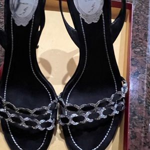 Black and silver heels